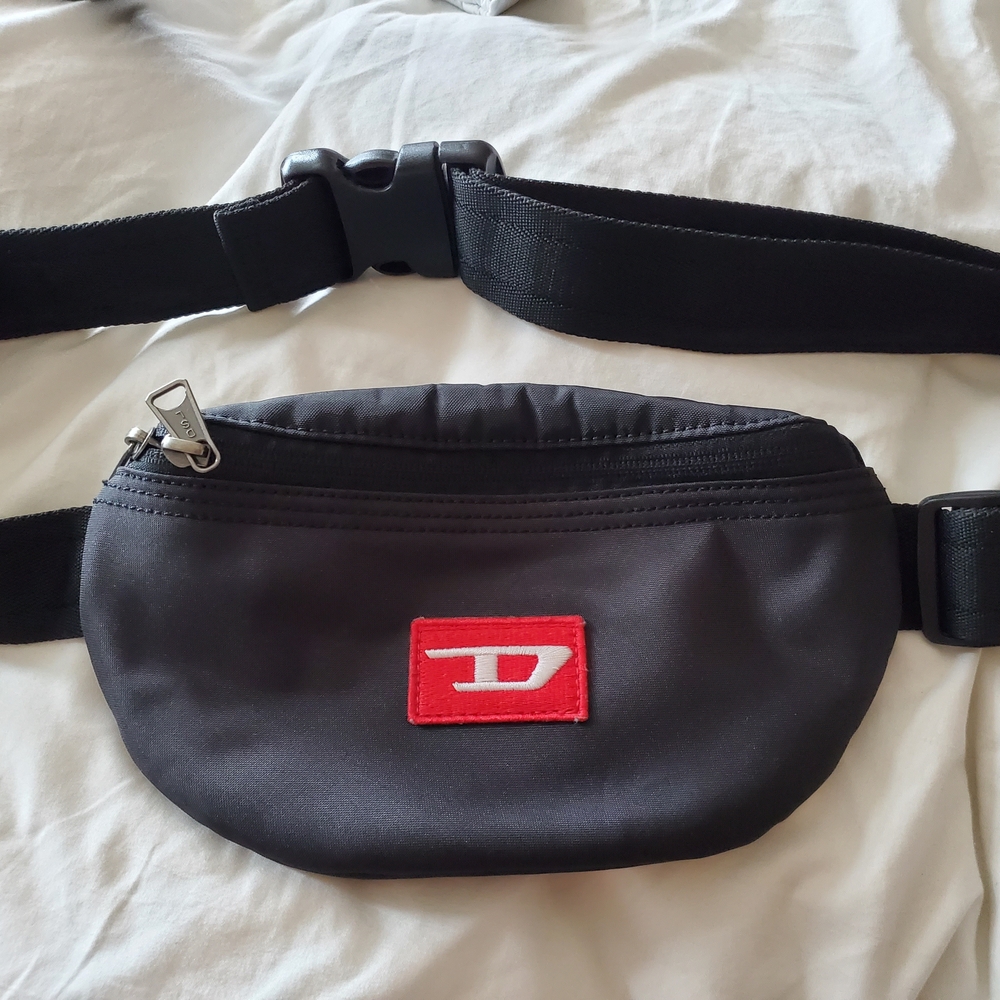 Diesel Black Belt Bag with Red Accent